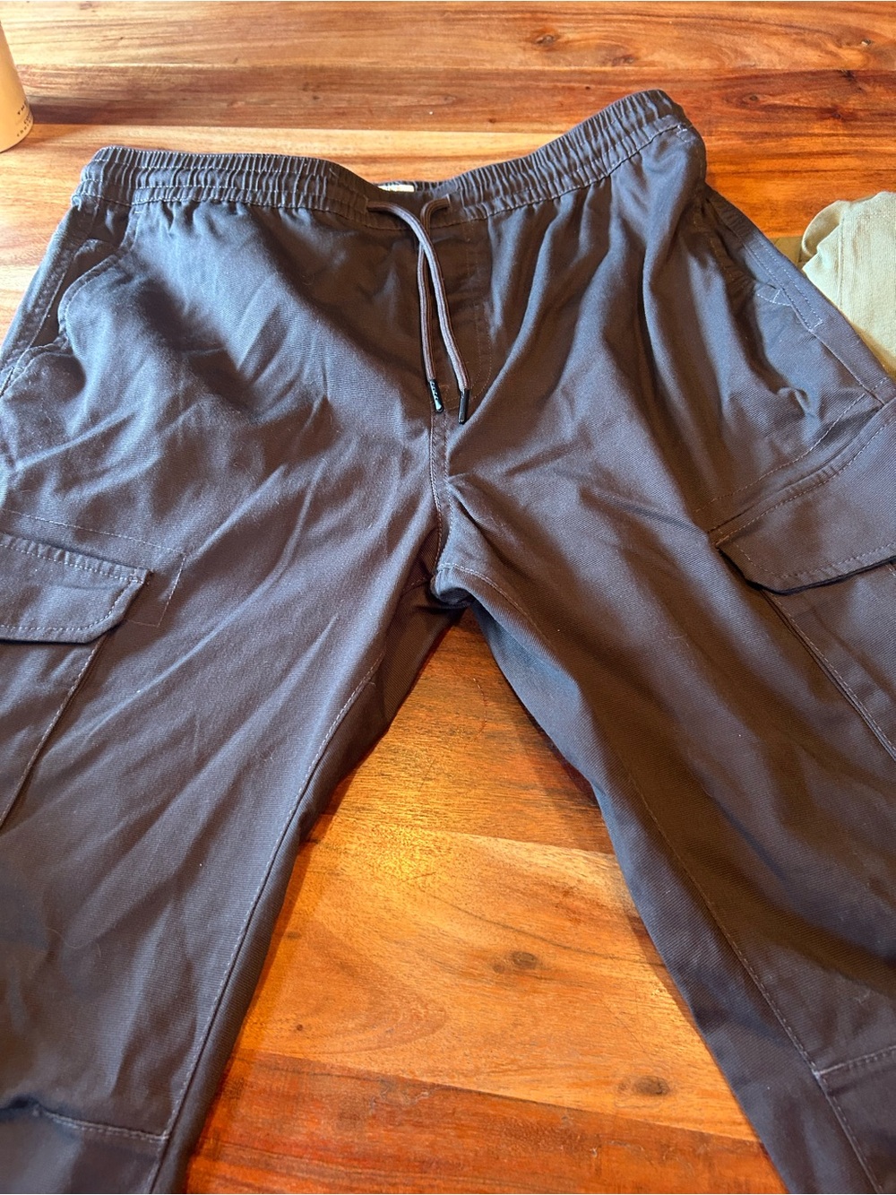 Men's Casual Drawstring Cargo Pants - Dark Gray